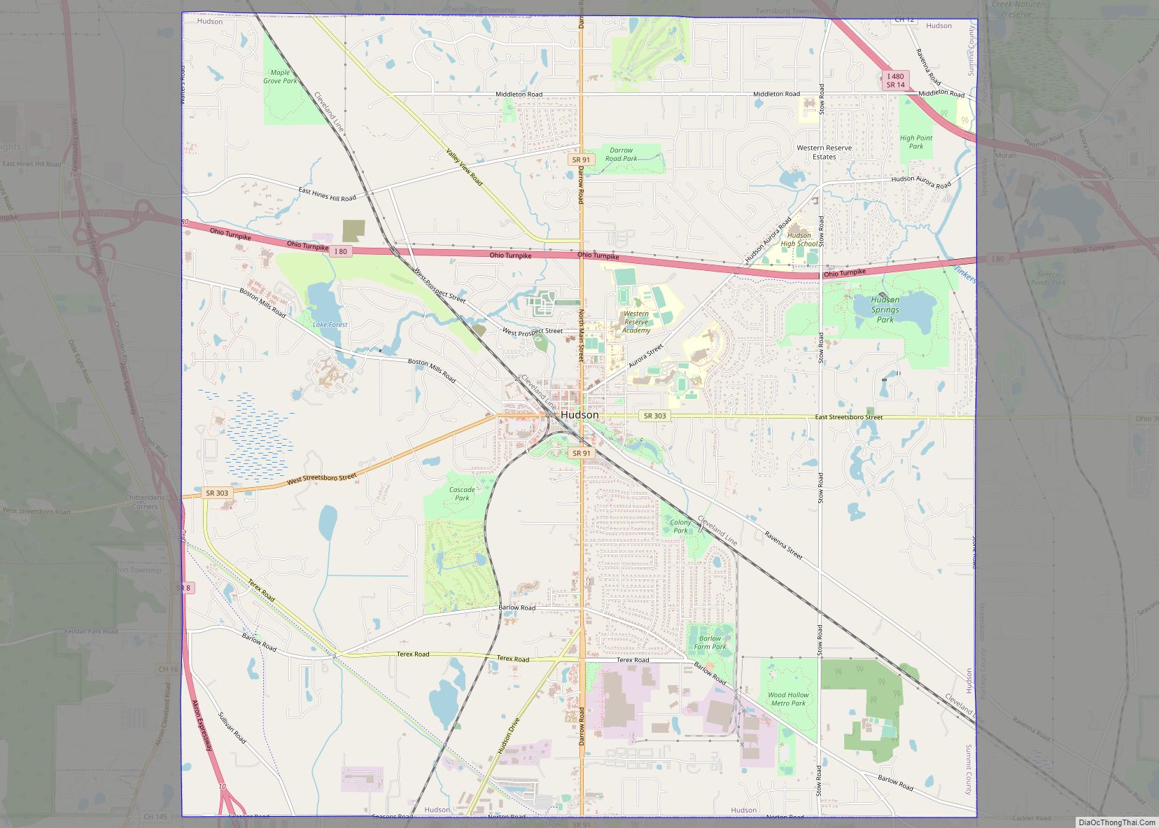 Map of Hudson city, Ohio