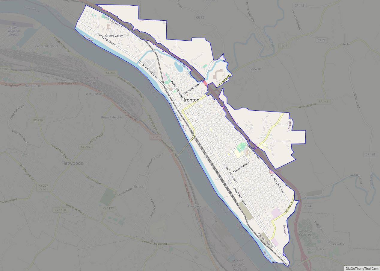 Map of Ironton city, Ohio