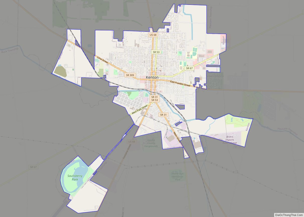 Map of Kenton city, Ohio