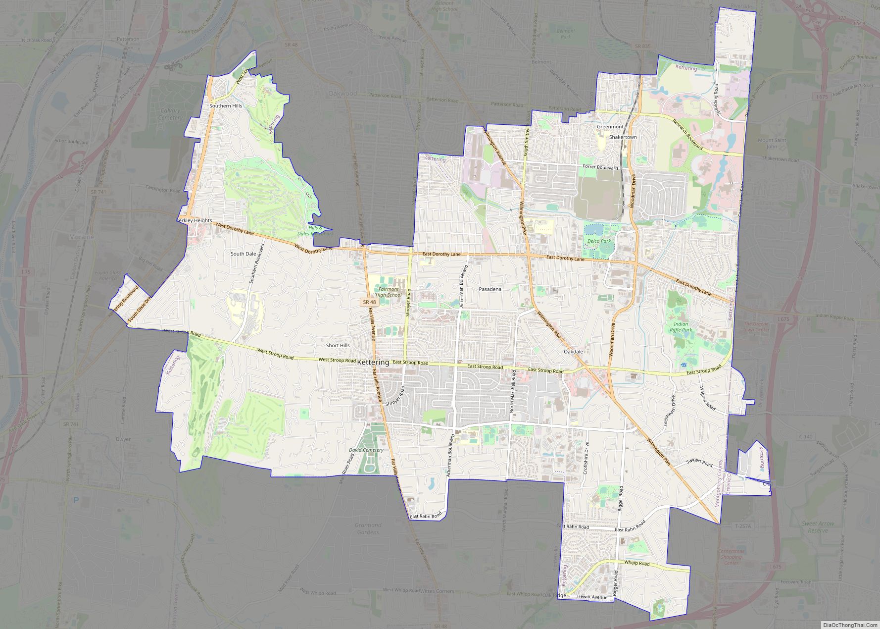 Map of Kettering city, Ohio