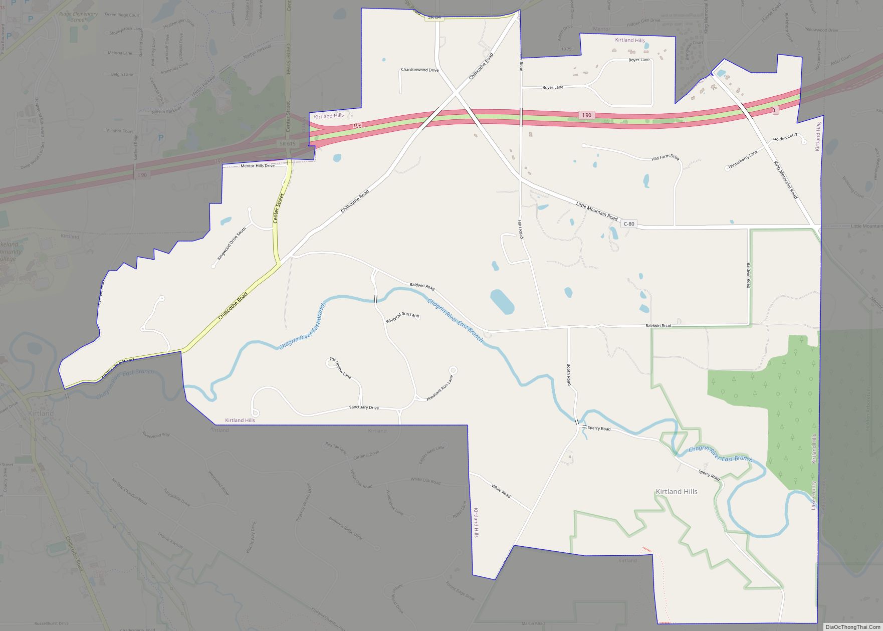 Map of Kirtland Hills village