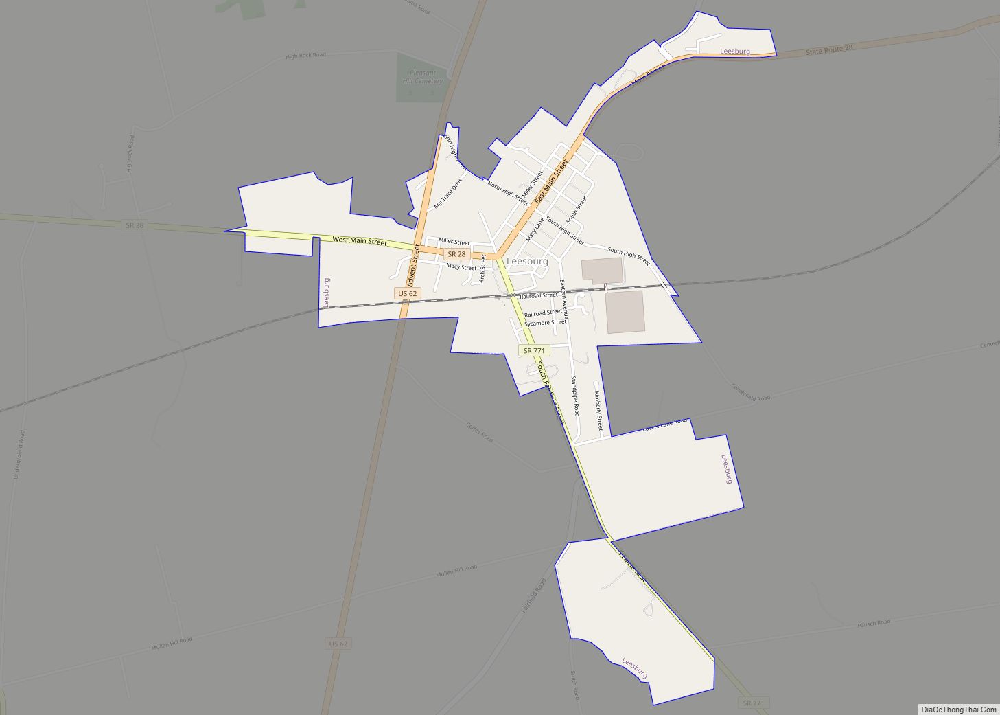 Map of Leesburg village, Ohio