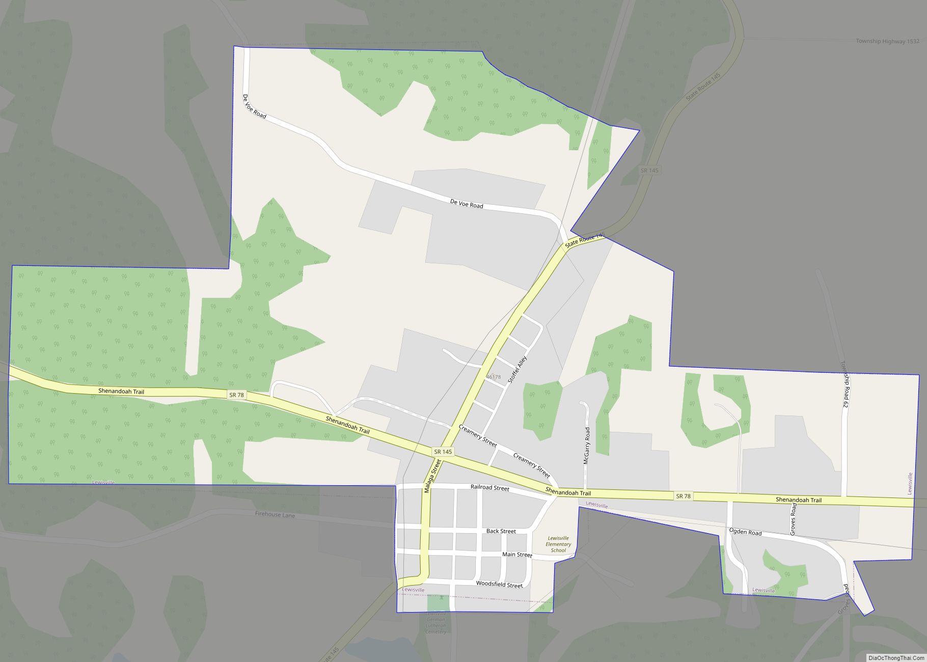 Map of Lewisville village, Ohio