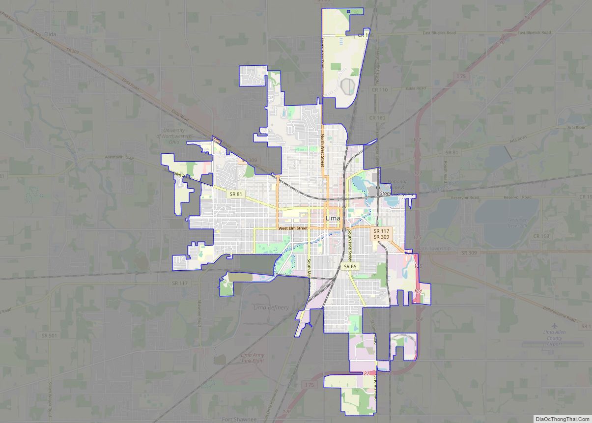 Map of Lima city, Ohio