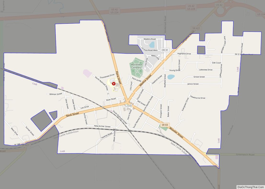 Map of Lodi village, Ohio