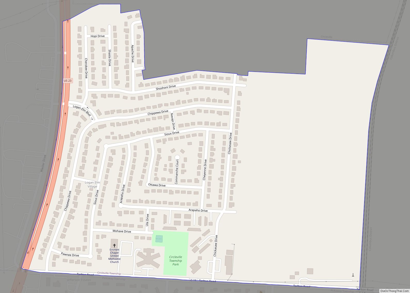 Map of Logan Elm Village CDP