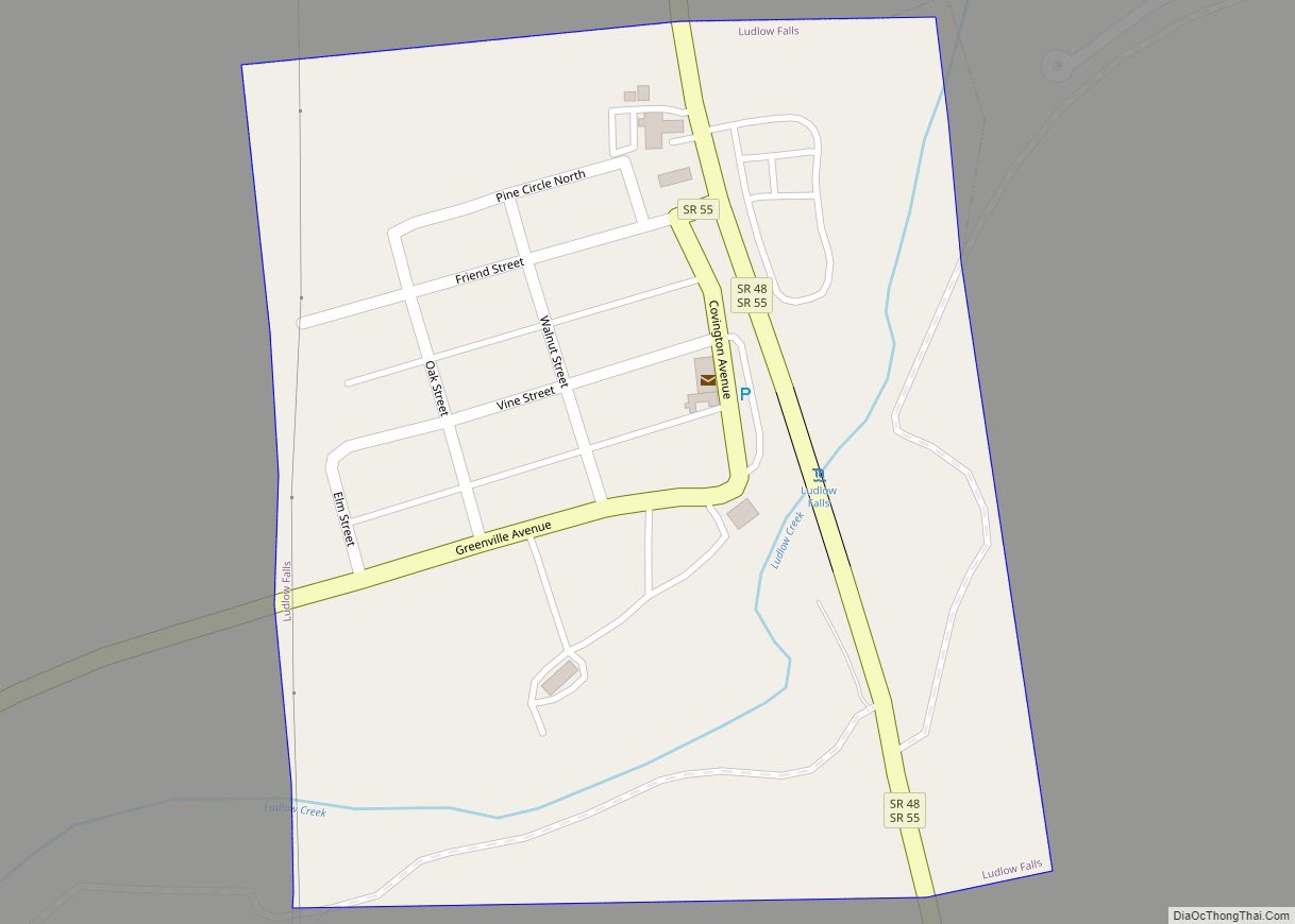 Map of Ludlow Falls village