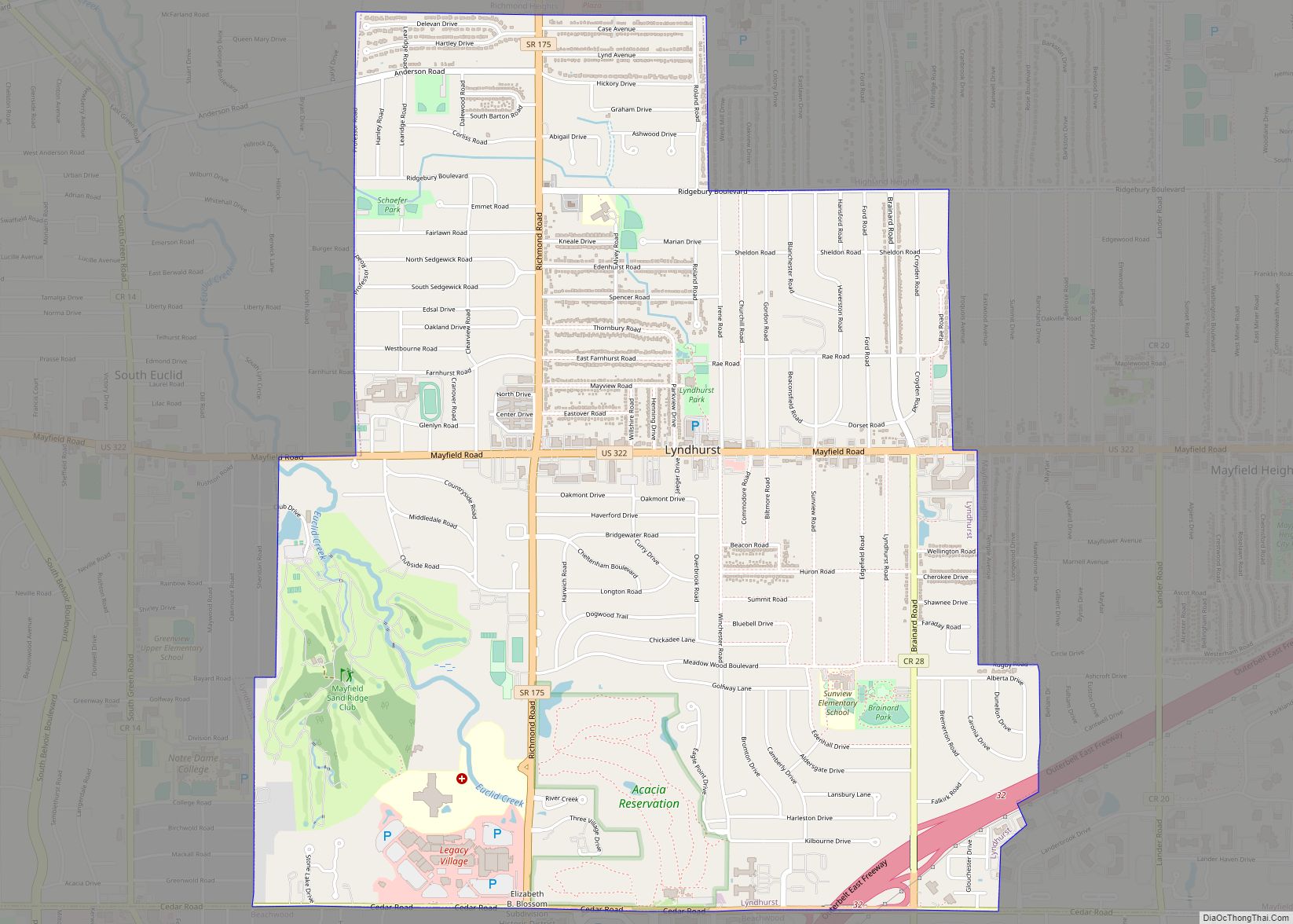 Map of Lyndhurst city, Ohio