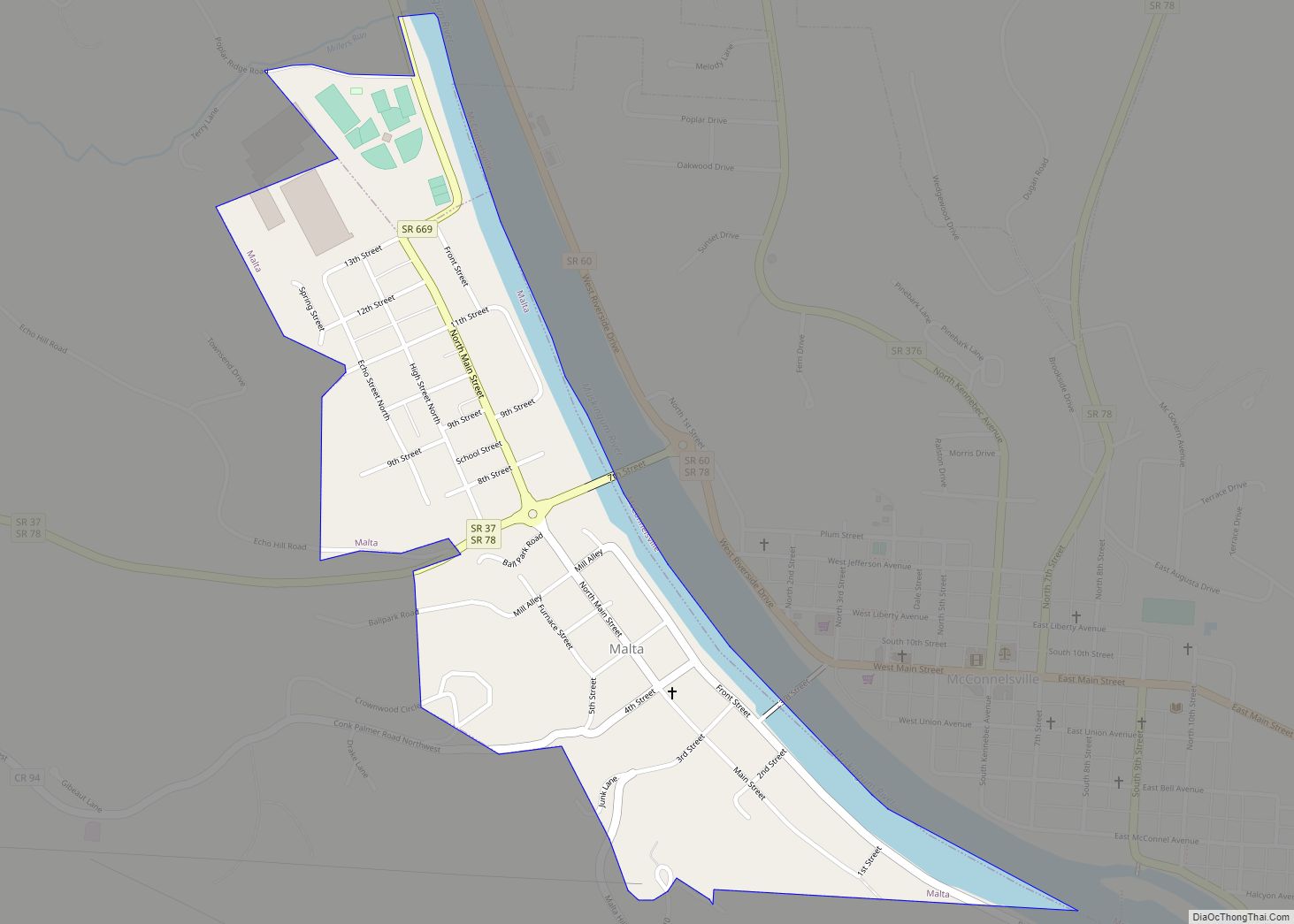 Map of Malta village, Ohio
