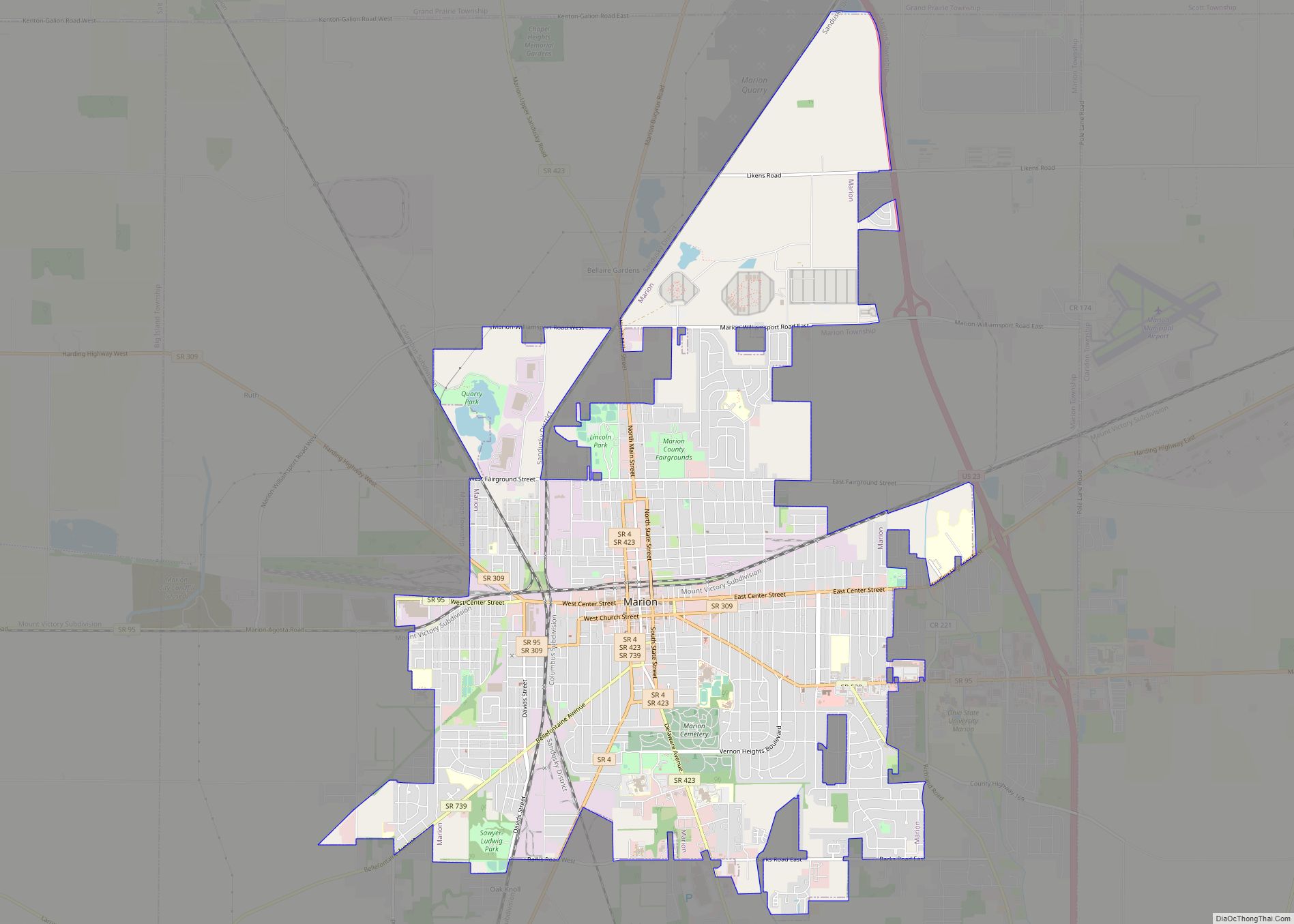 Map of Marion city, Ohio