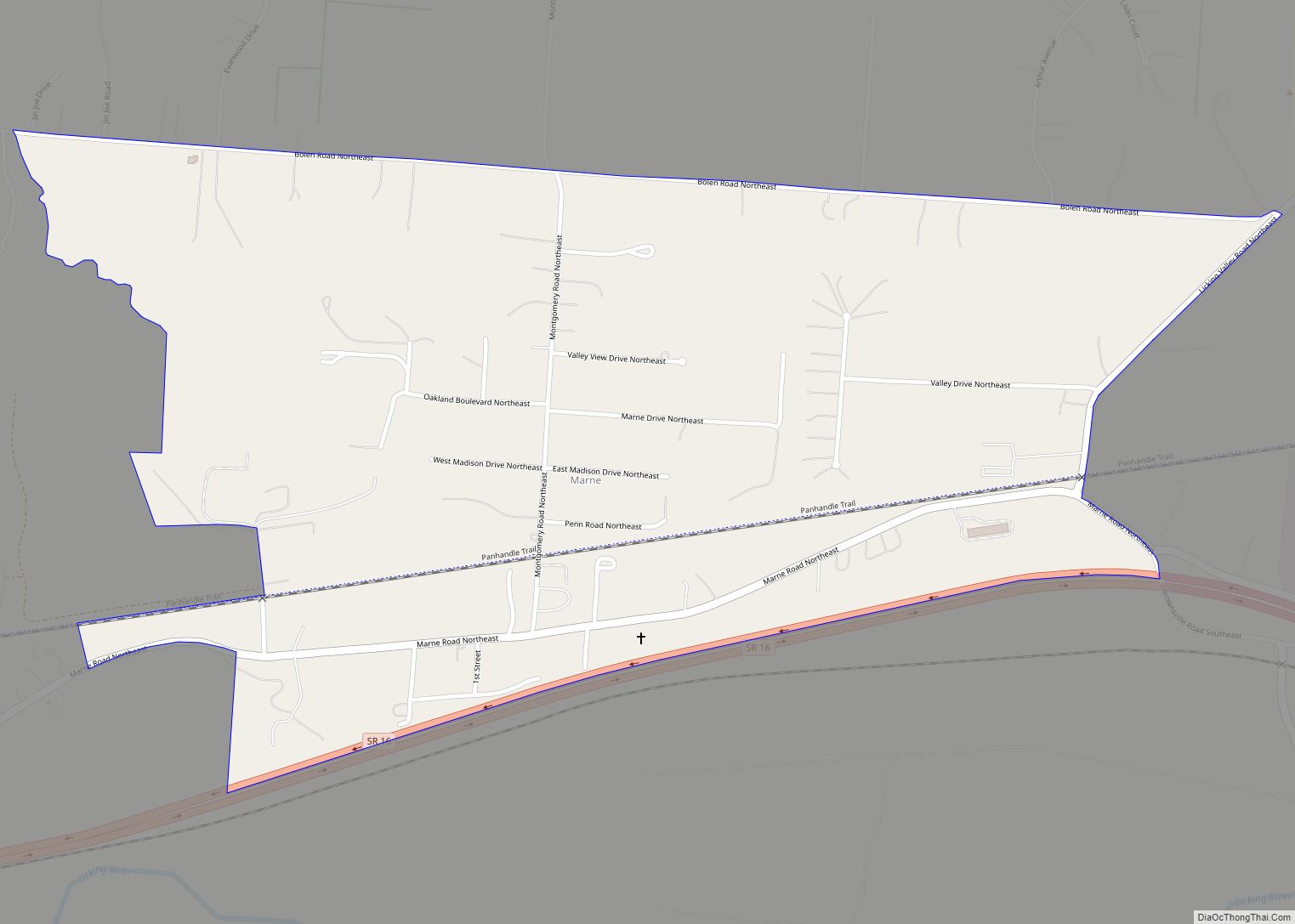 Map of Marne CDP, Ohio