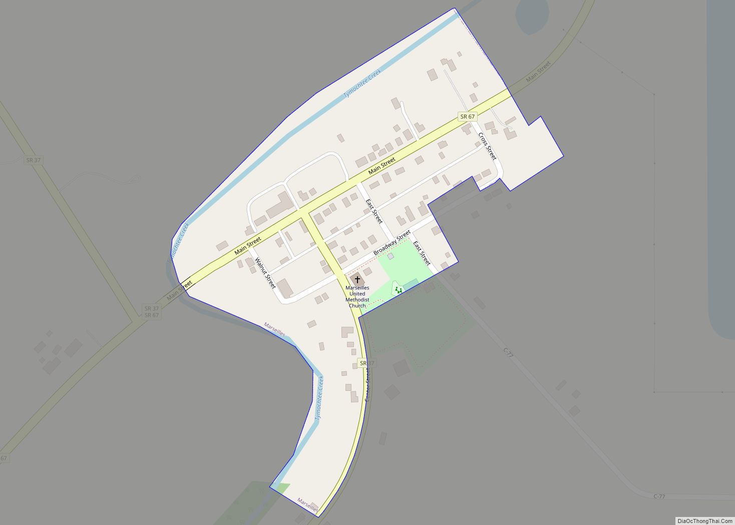 Map of Marseilles village, Ohio