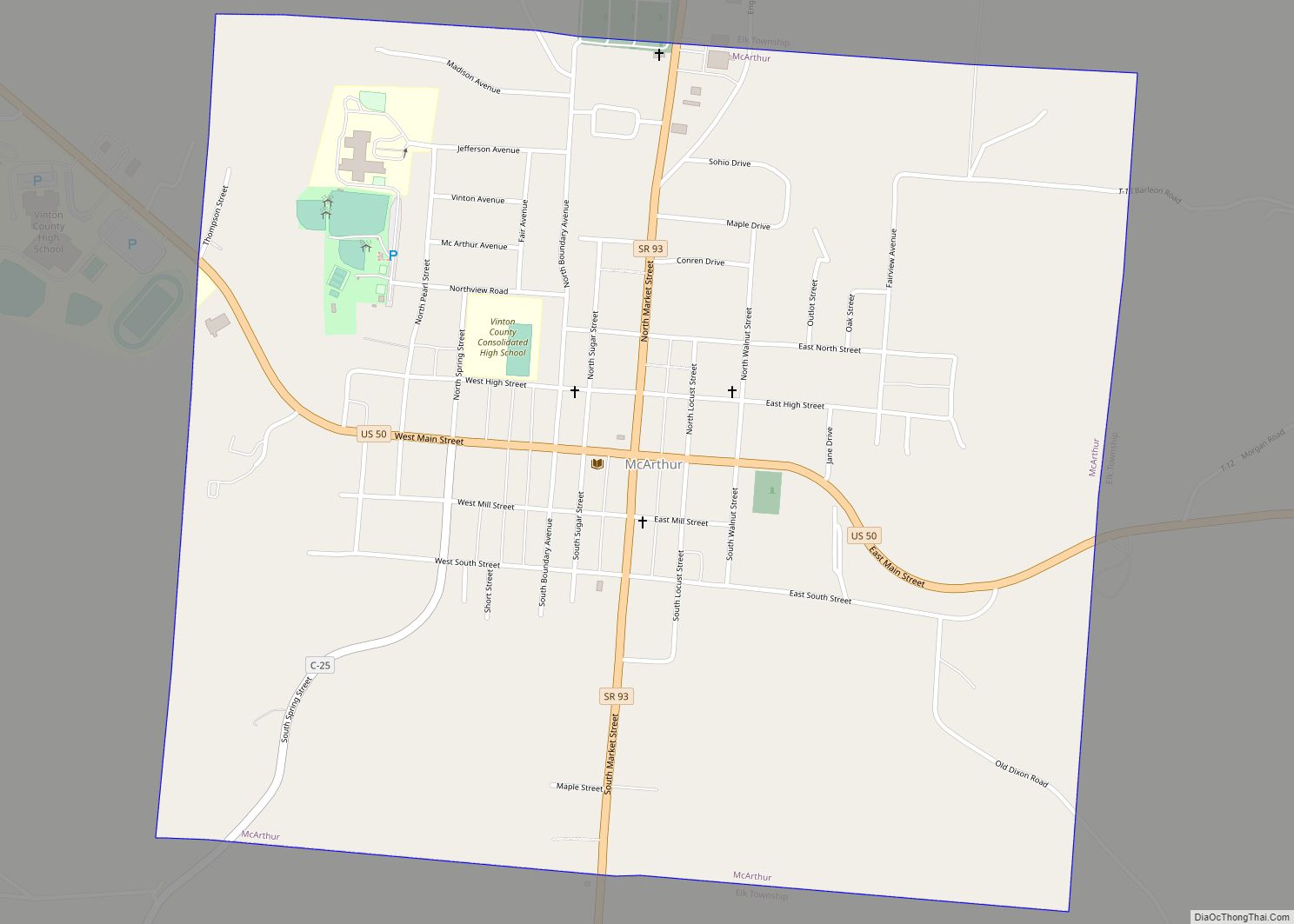 Map of McArthur village, Ohio