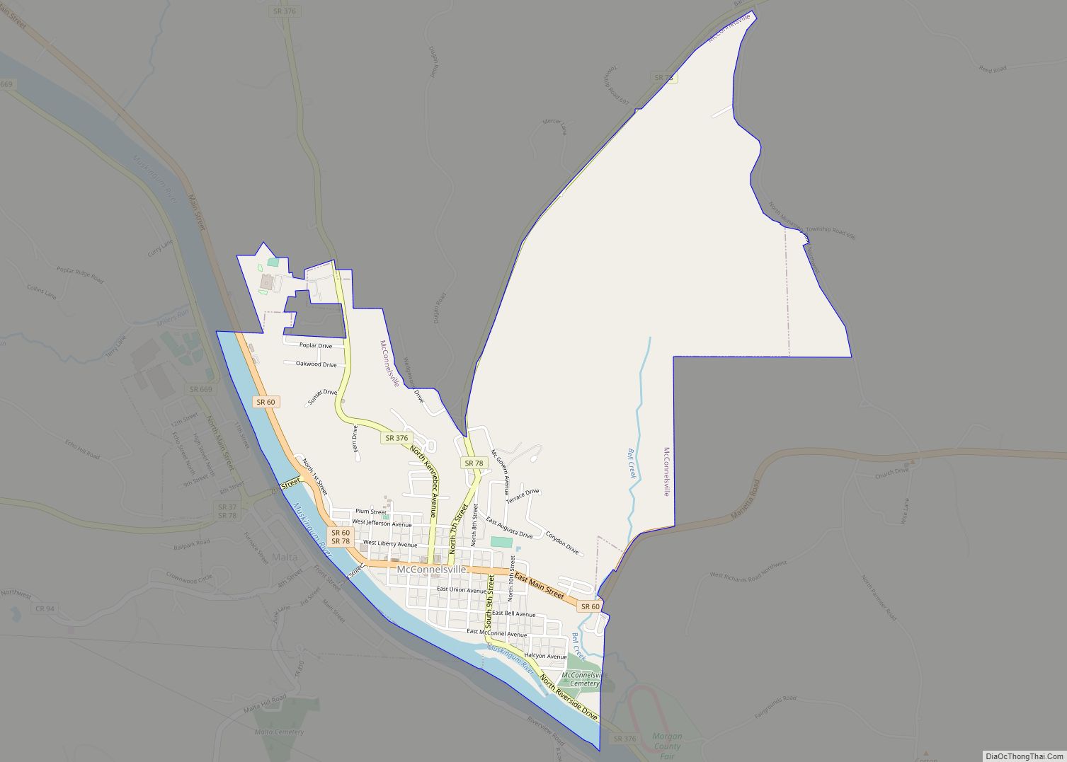 Map of McConnelsville village
