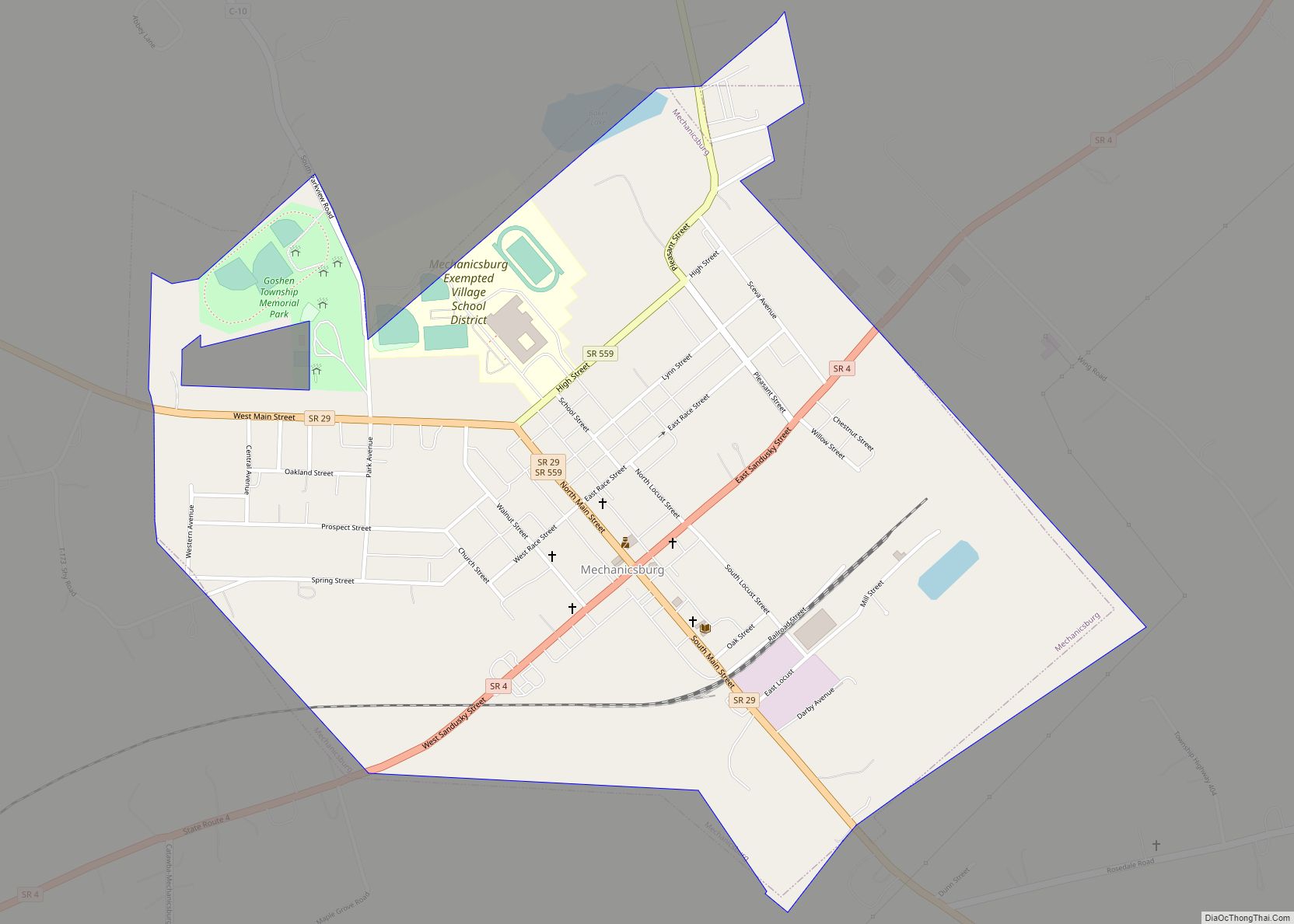 Map of Mechanicsburg village, Ohio