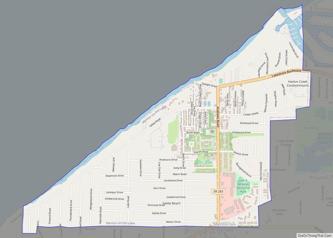 Map of Mentor-on-the-Lake city