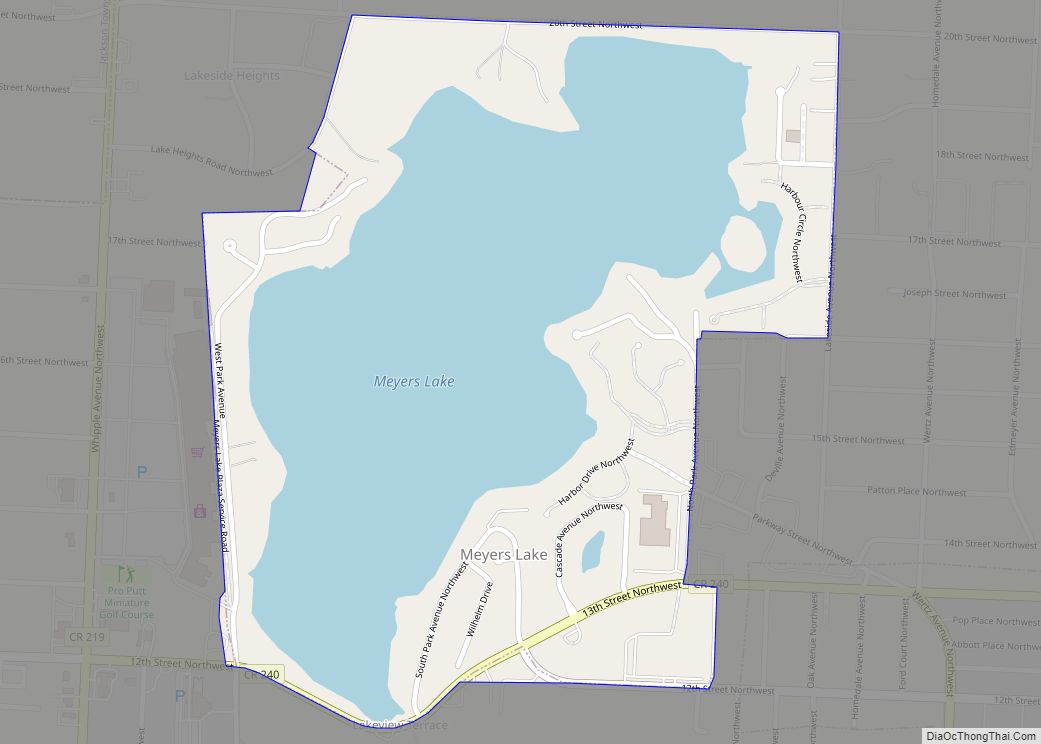 Map of Meyers Lake village