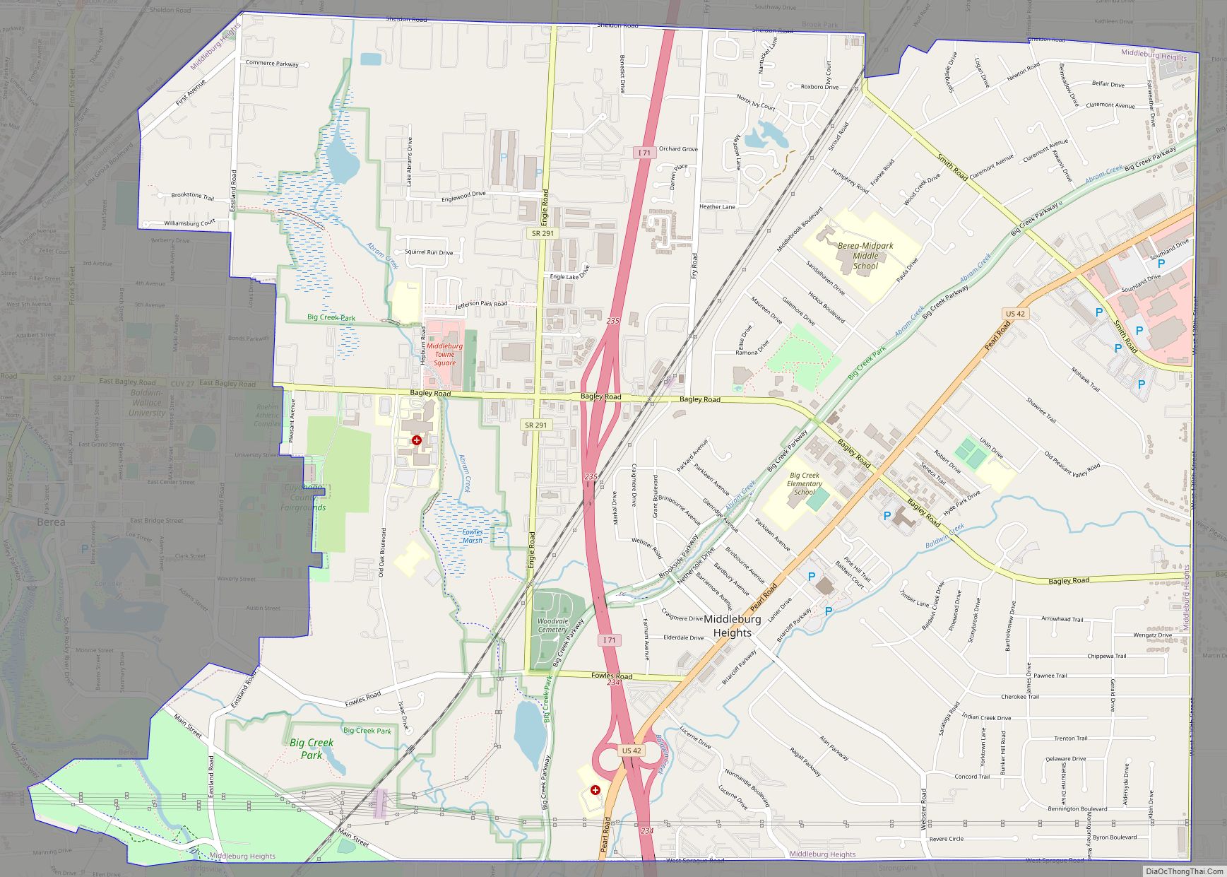 Map of Middleburg Heights city