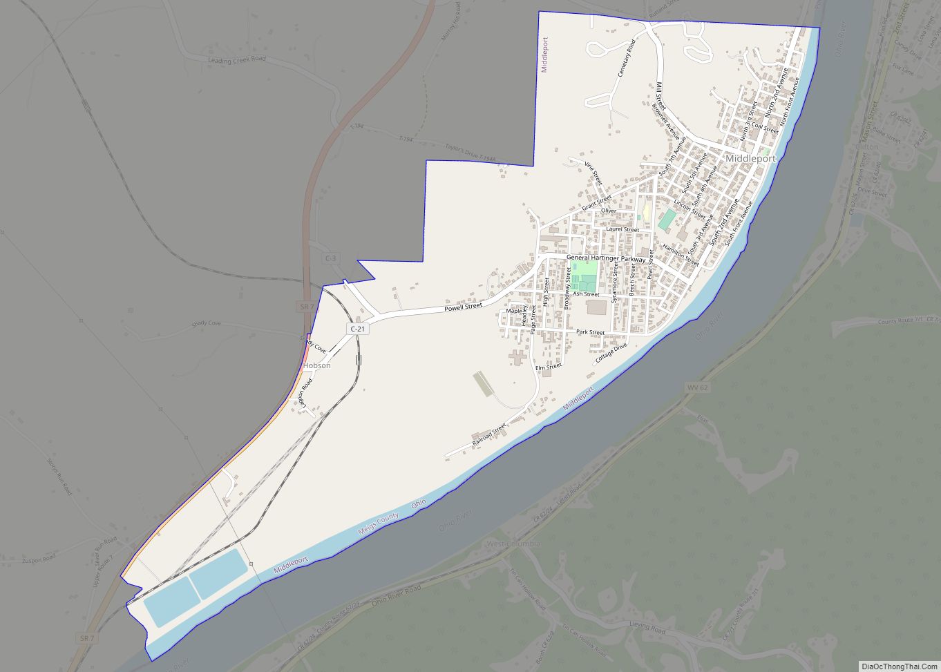 Map of Middleport village, Ohio