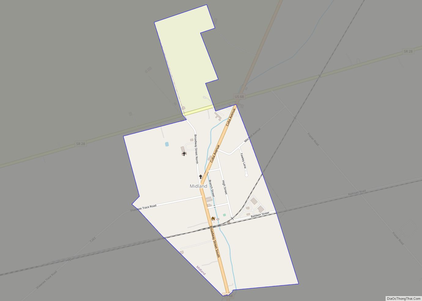 Map of Midland village, Ohio