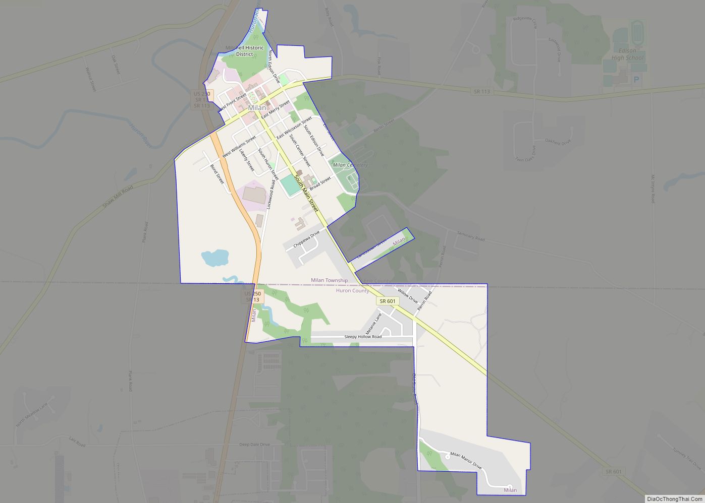 Map of Milan village, Ohio