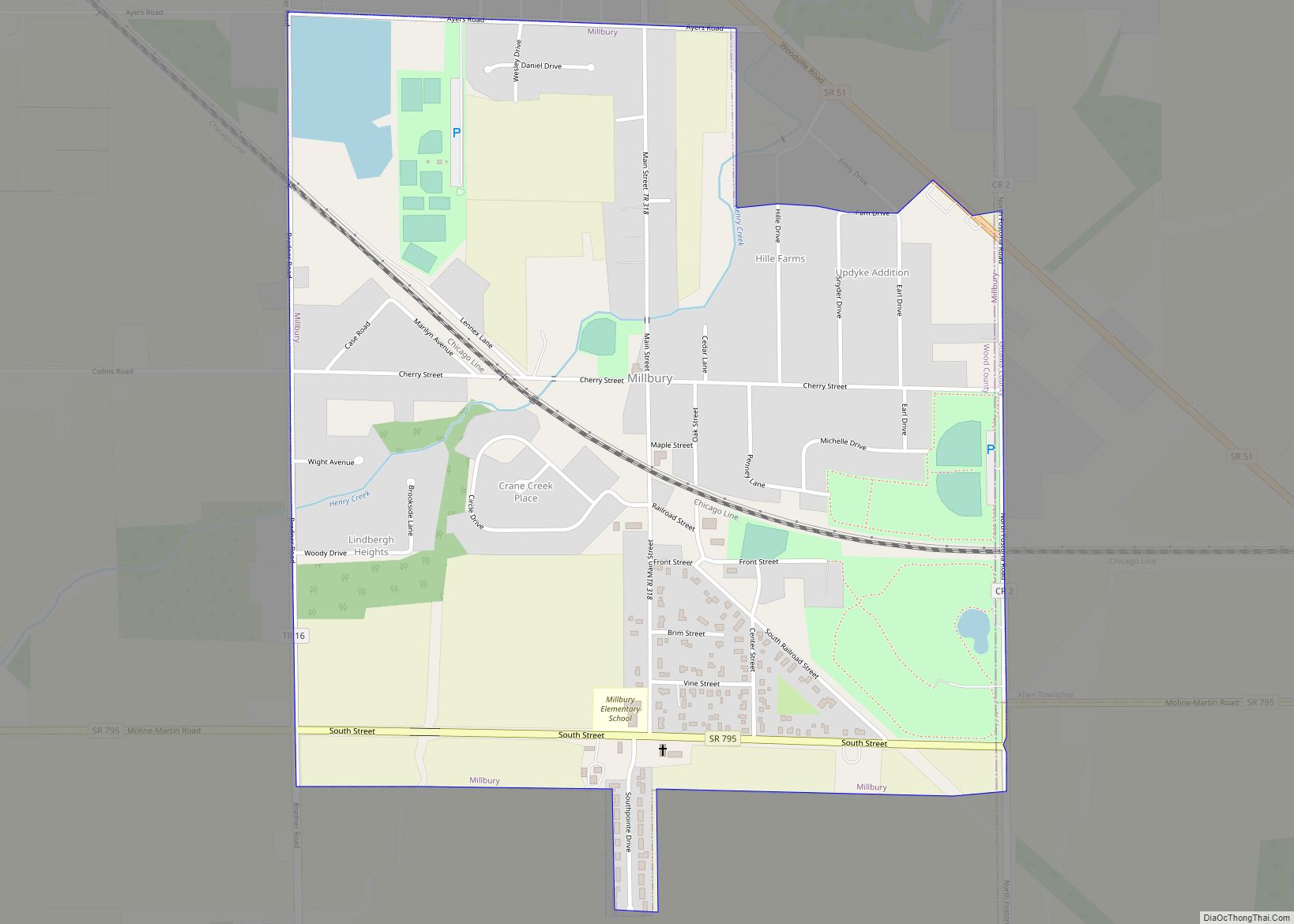 Map of Millbury village