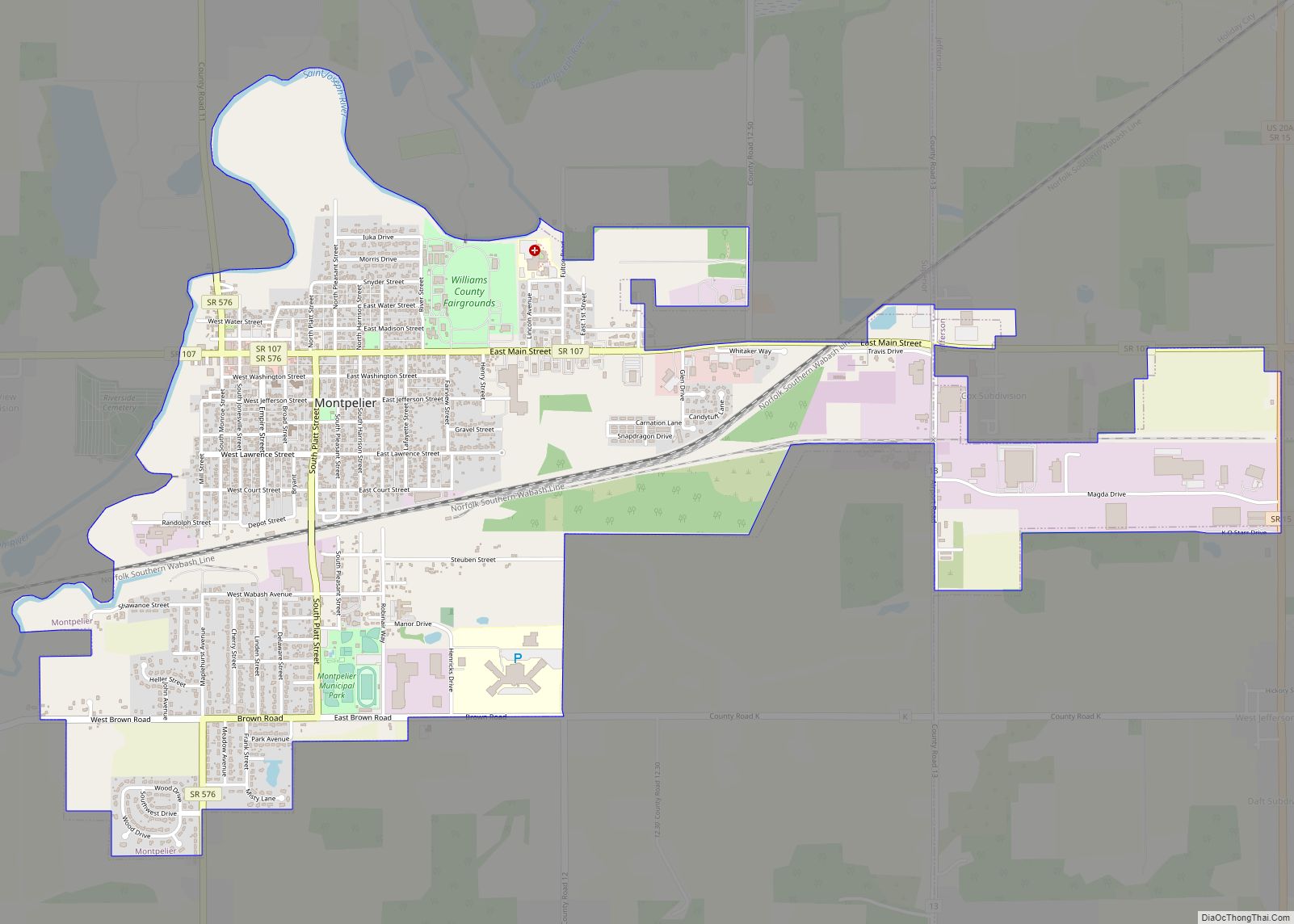 Map of Montpelier village, Ohio