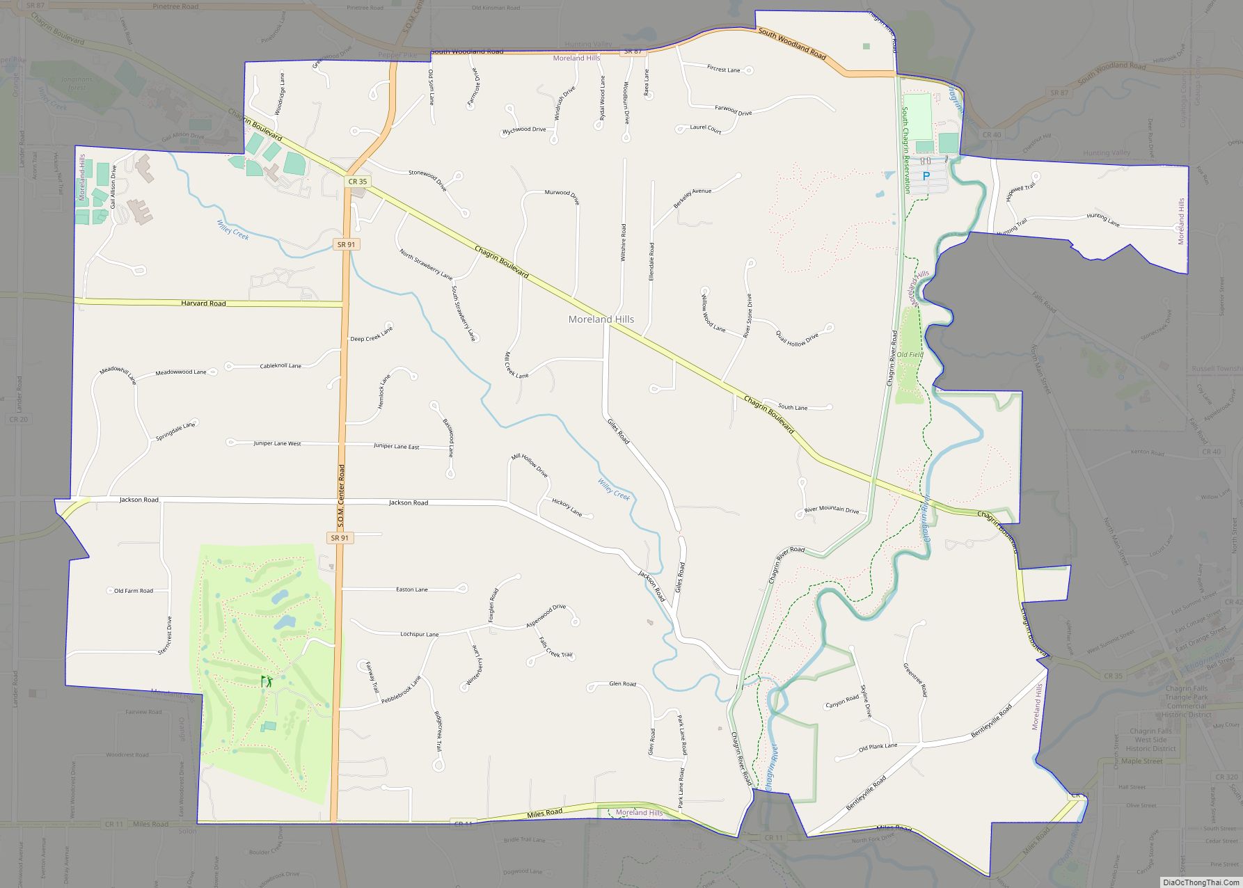 Map of Moreland Hills village