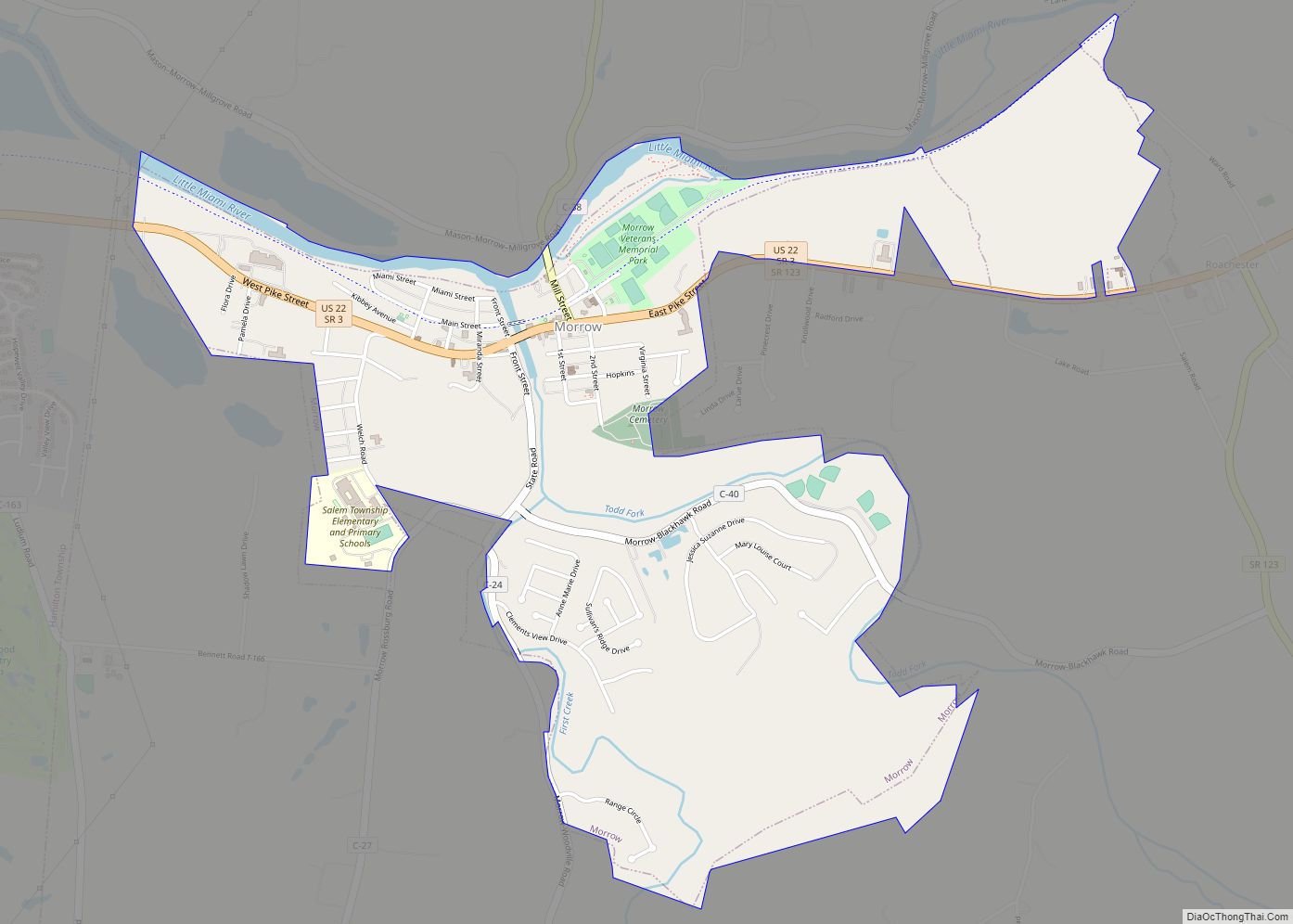 Map of Morrow village, Ohio