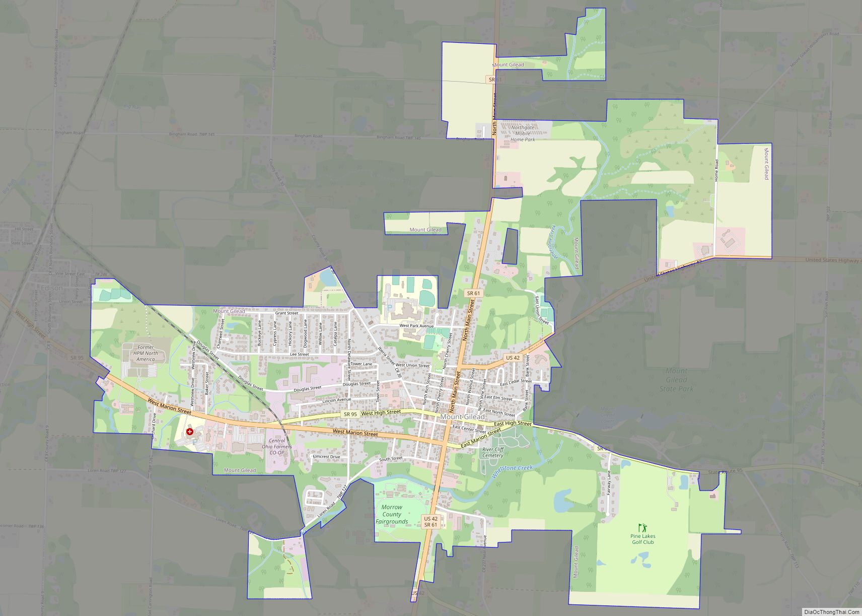 Map of Mount Gilead village, Ohio