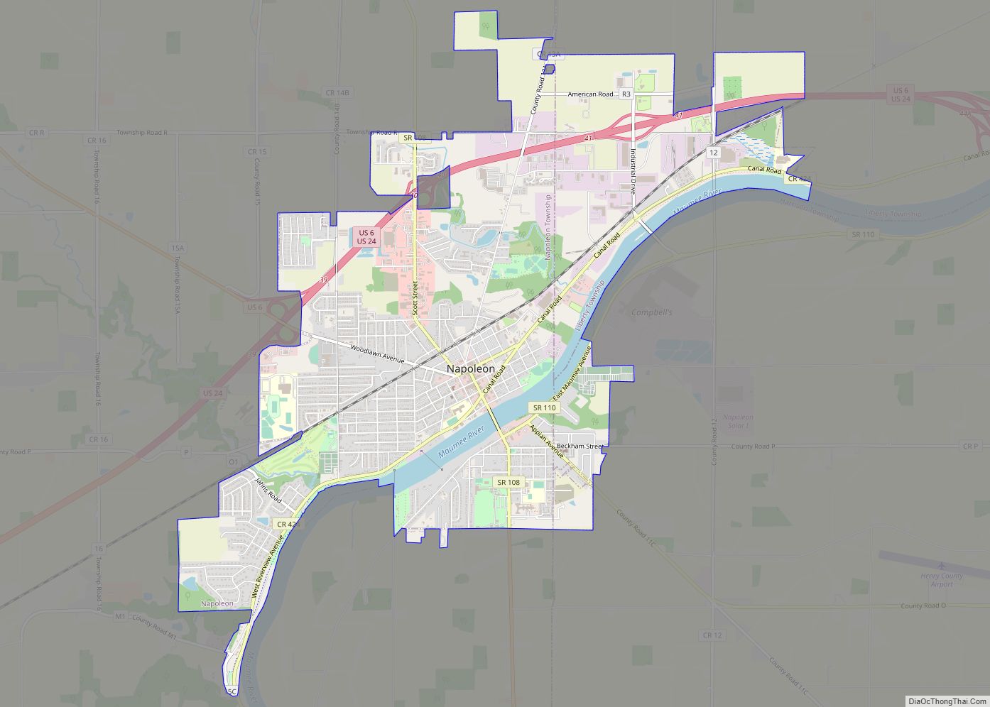 Map of Napoleon city, Ohio
