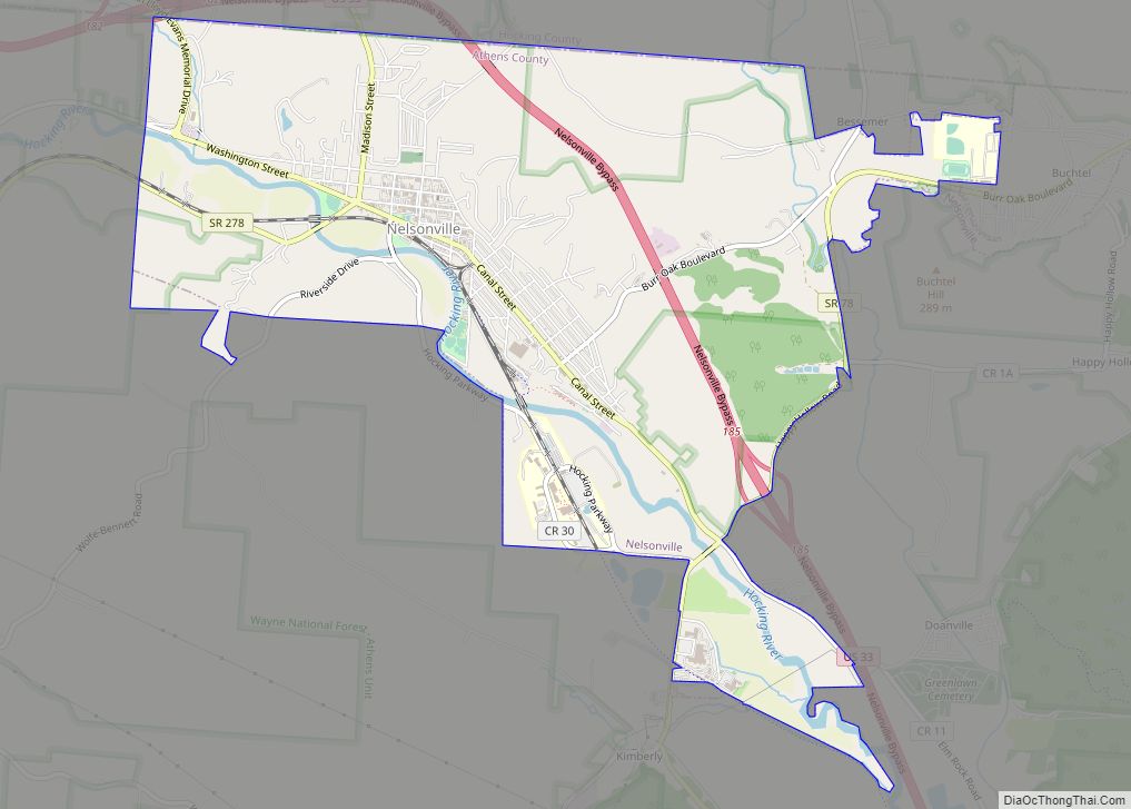 Map of Nelsonville city, Ohio