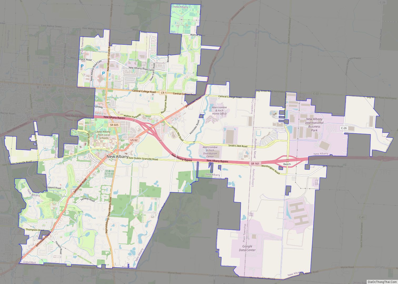 Map of New Albany city, Ohio