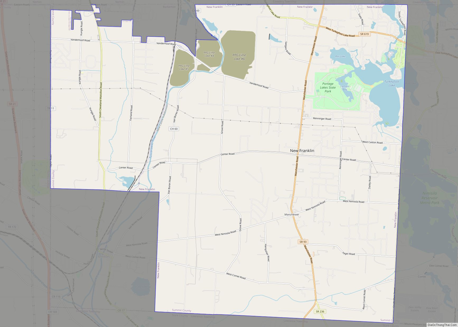 Map of New Franklin city, Ohio
