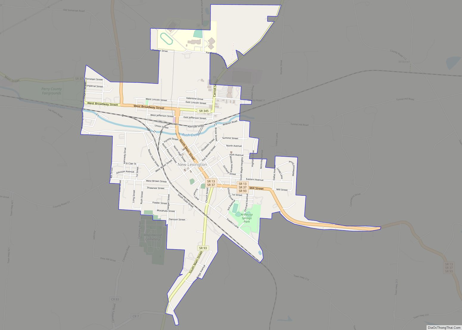 Map of New Lexington village