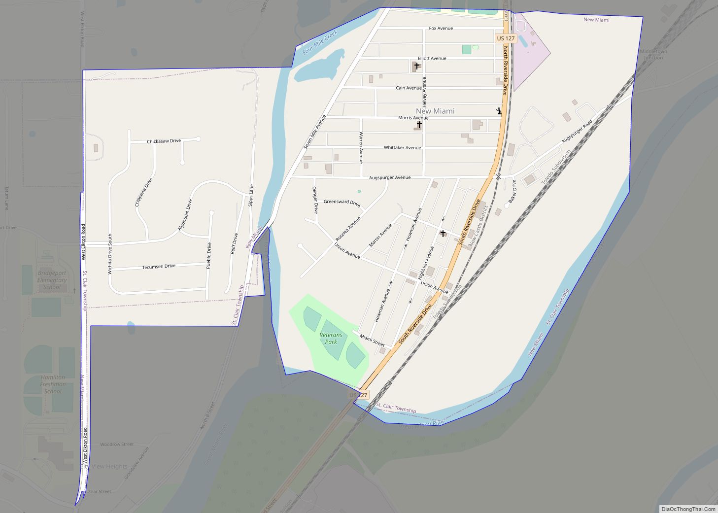 Map of New Miami village