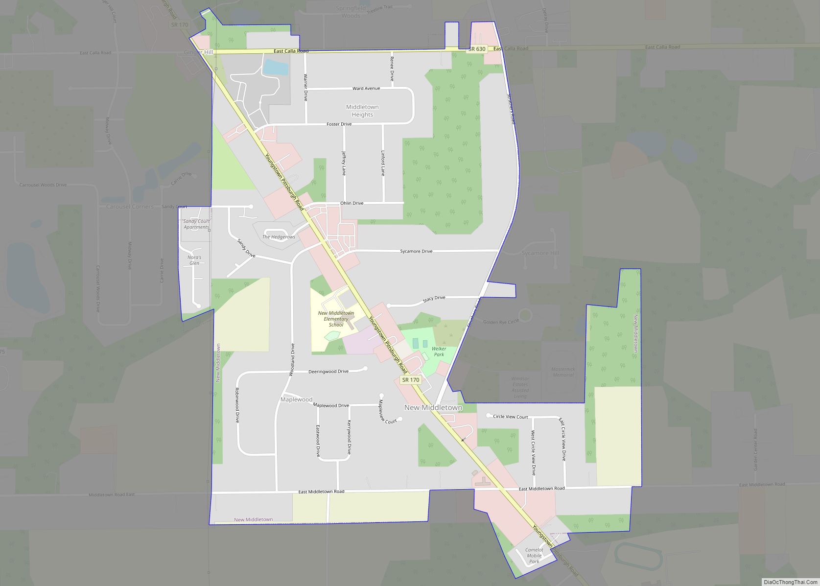 Map of New Middletown village, Ohio
