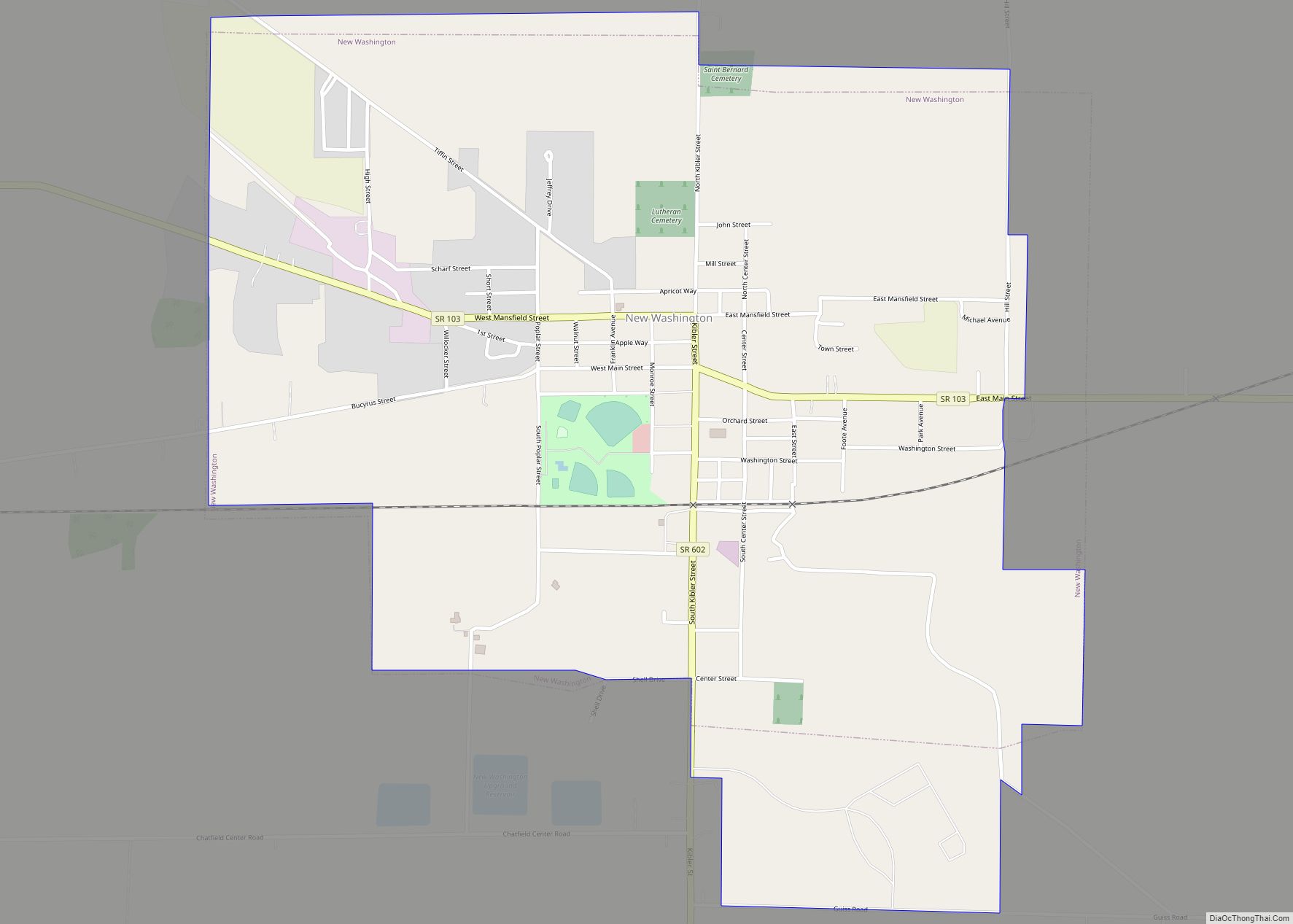 Map of New Washington village, Ohio