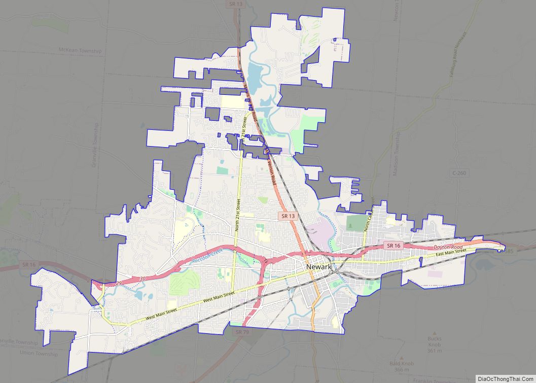 Map of Newark city, Ohio