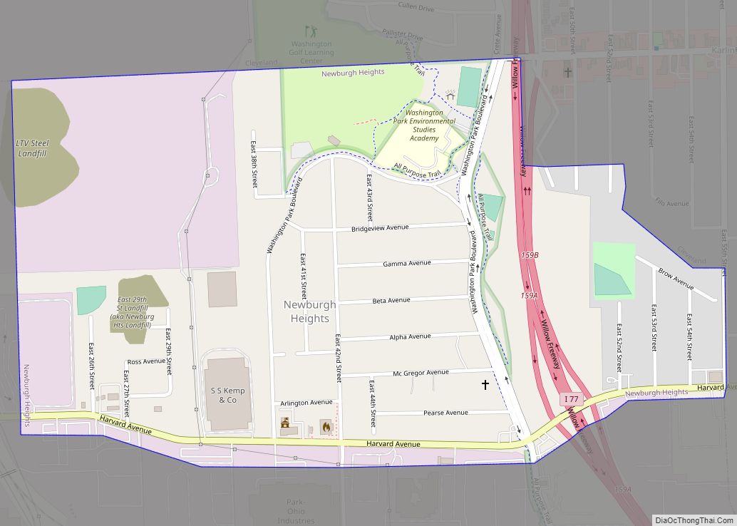 Map of Newburgh Heights village