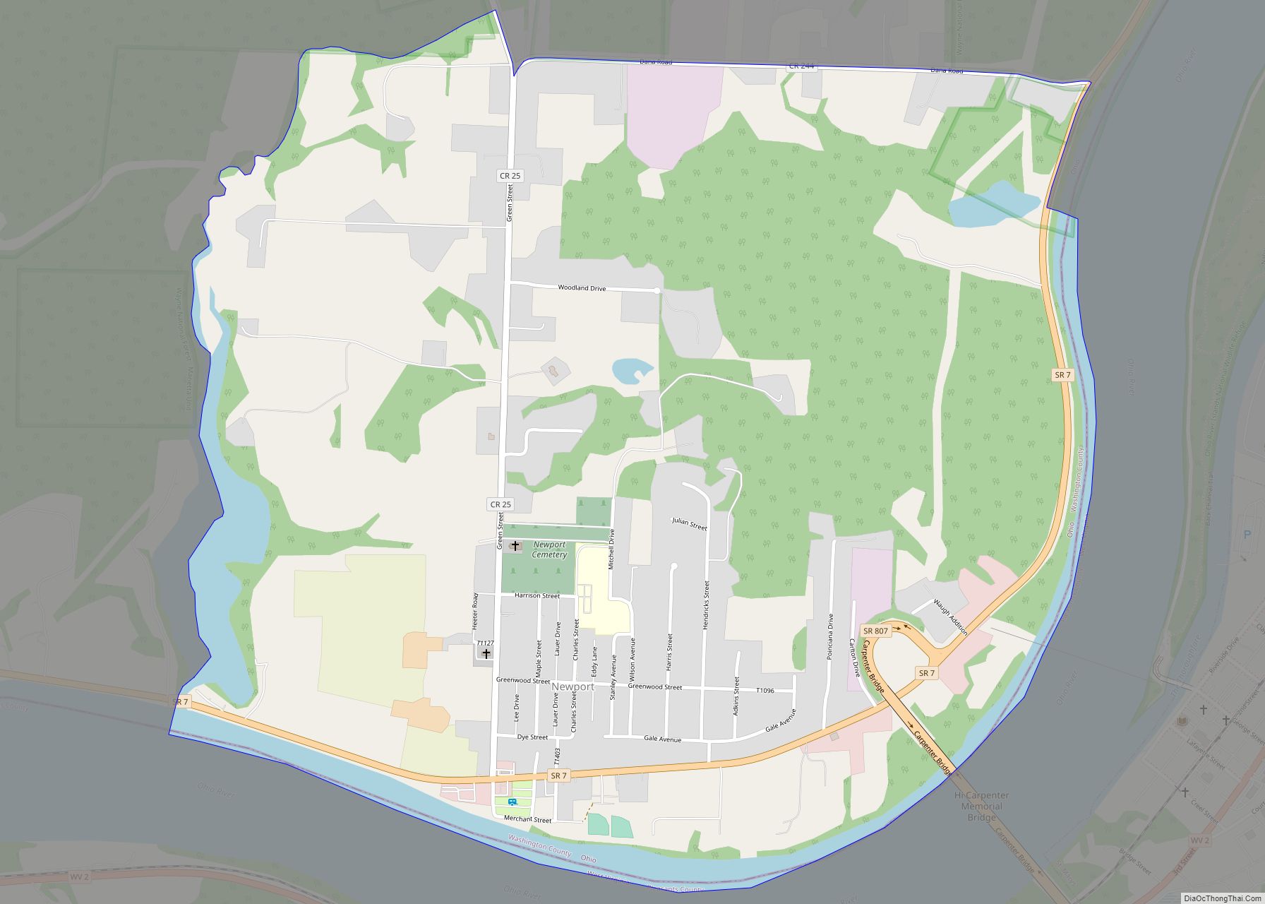 Map of Newport CDP, Ohio