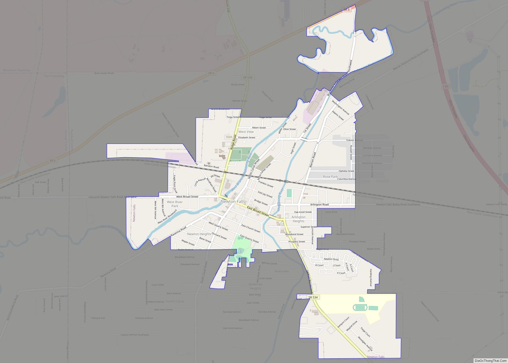 Map of Newton Falls village