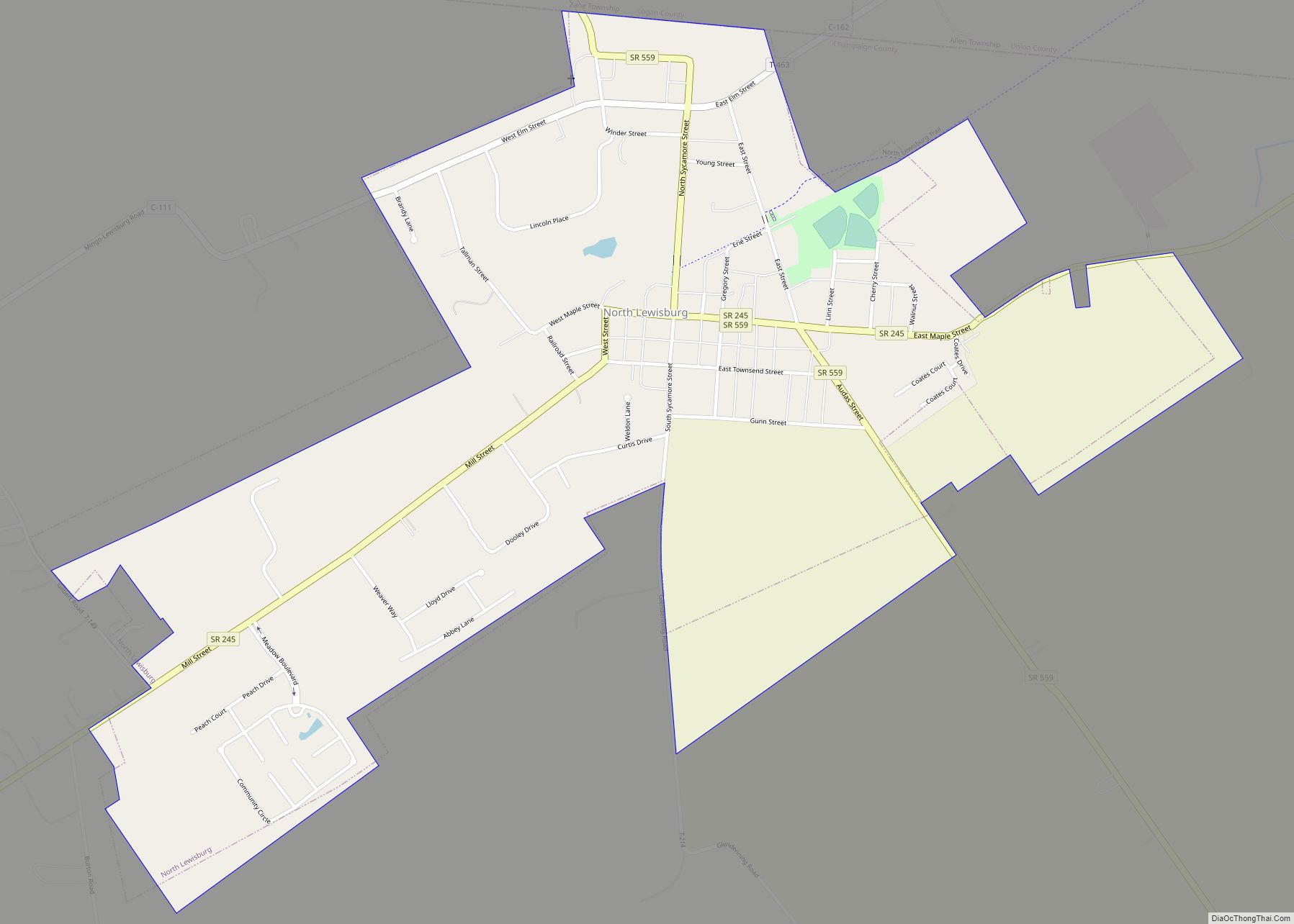 Map of North Lewisburg village