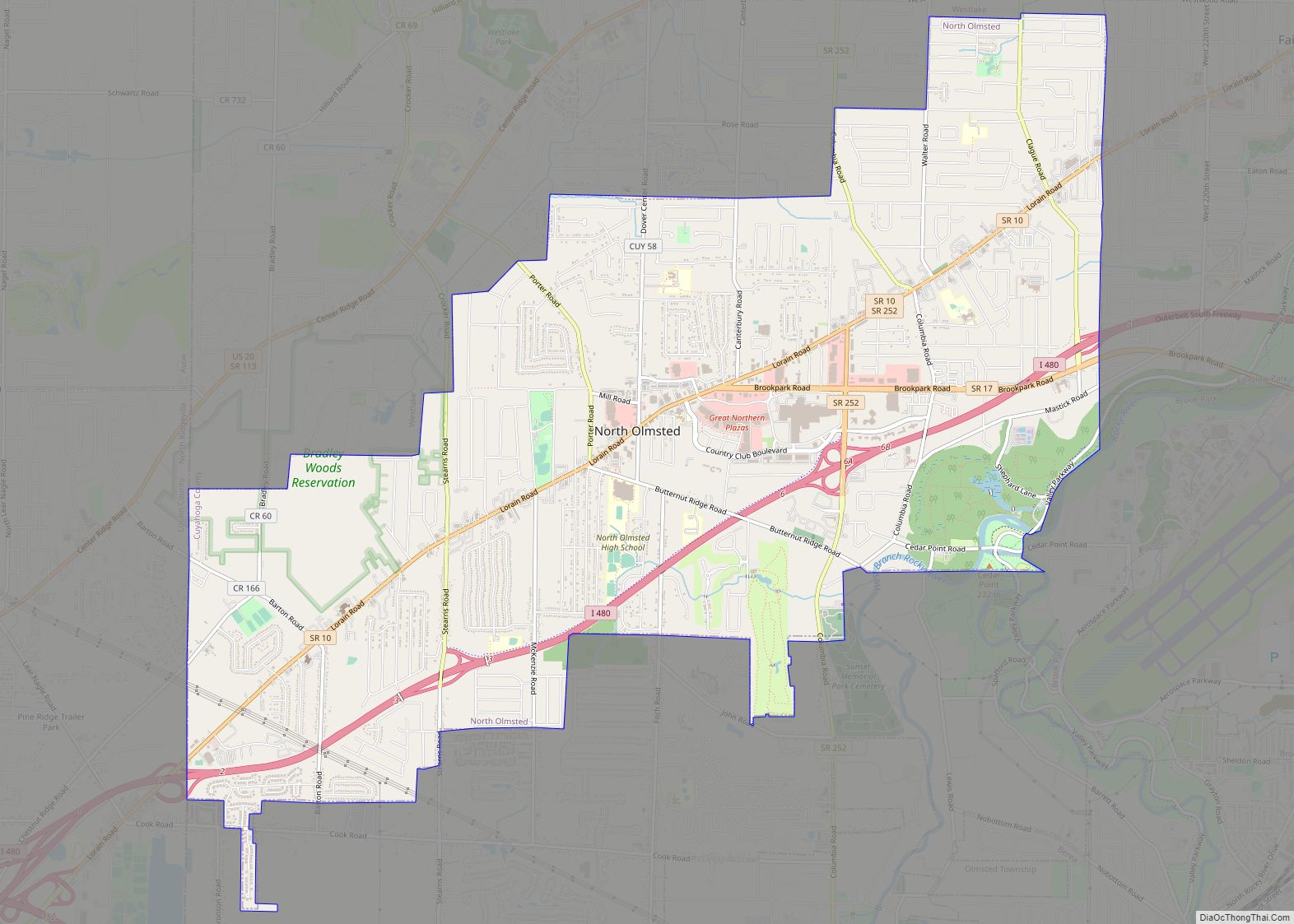 Map of North Olmsted city