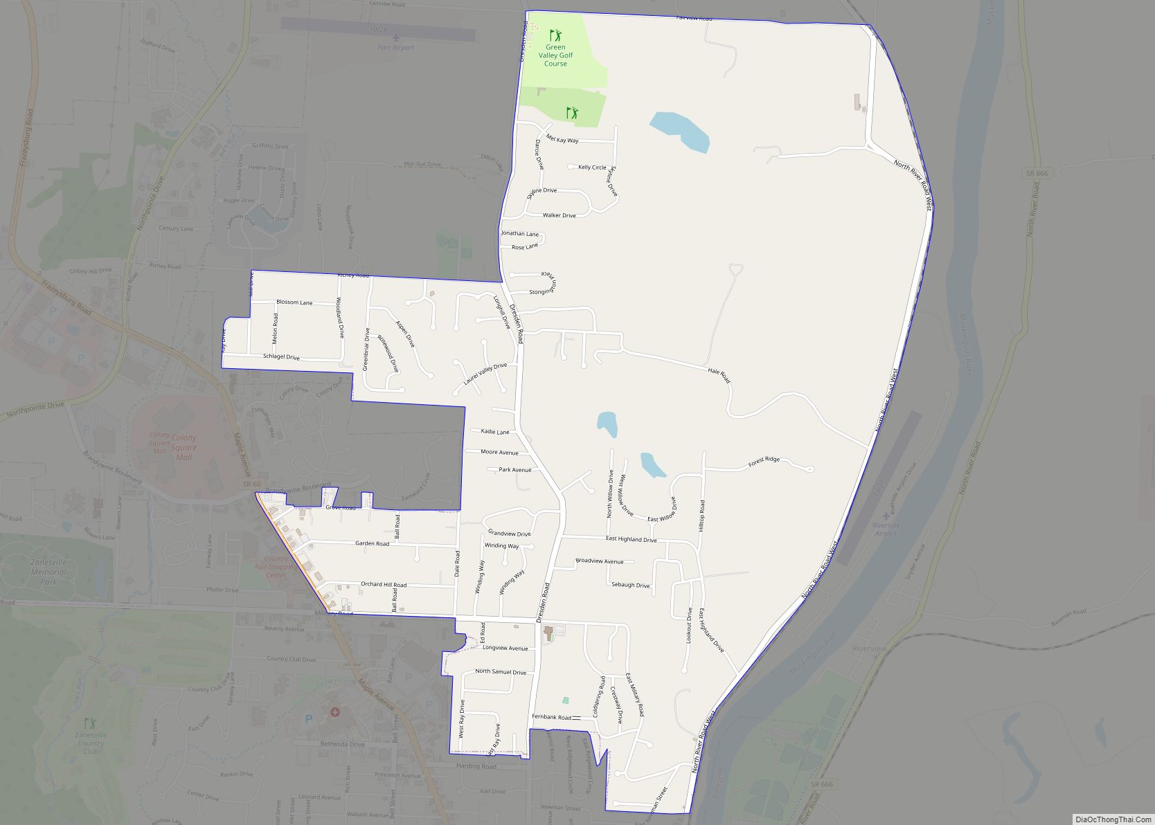 Map of North Zanesville CDP