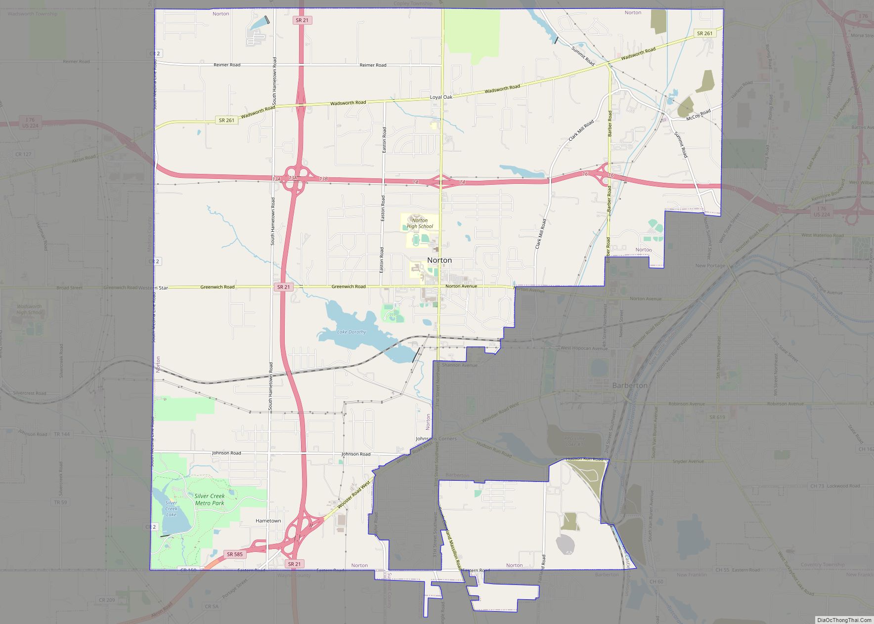 Map of Norton city, Ohio