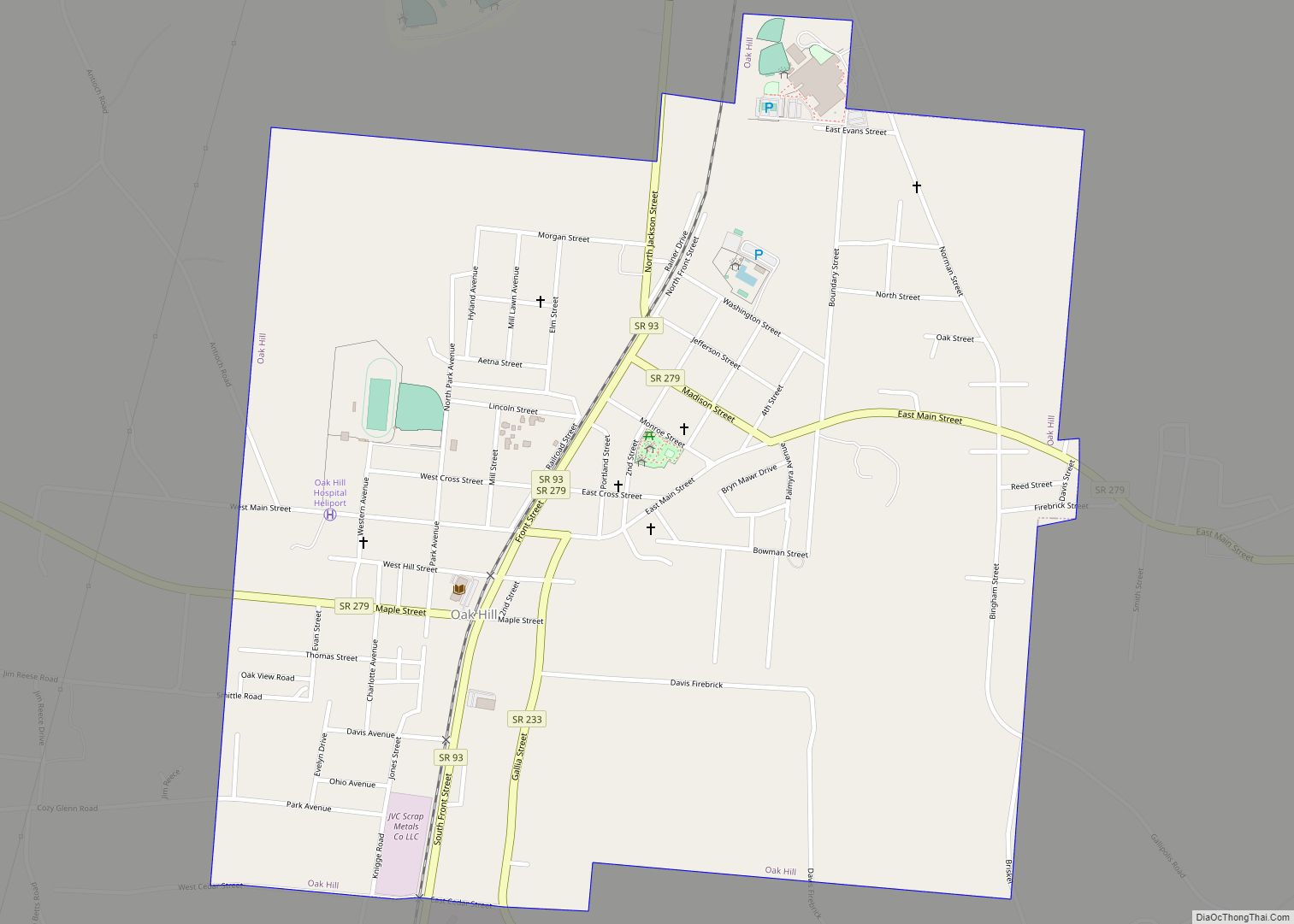 Map of Oak Hill village, Ohio