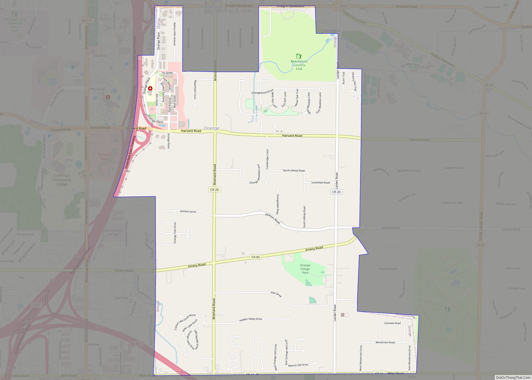 Map of Orange village, Ohio