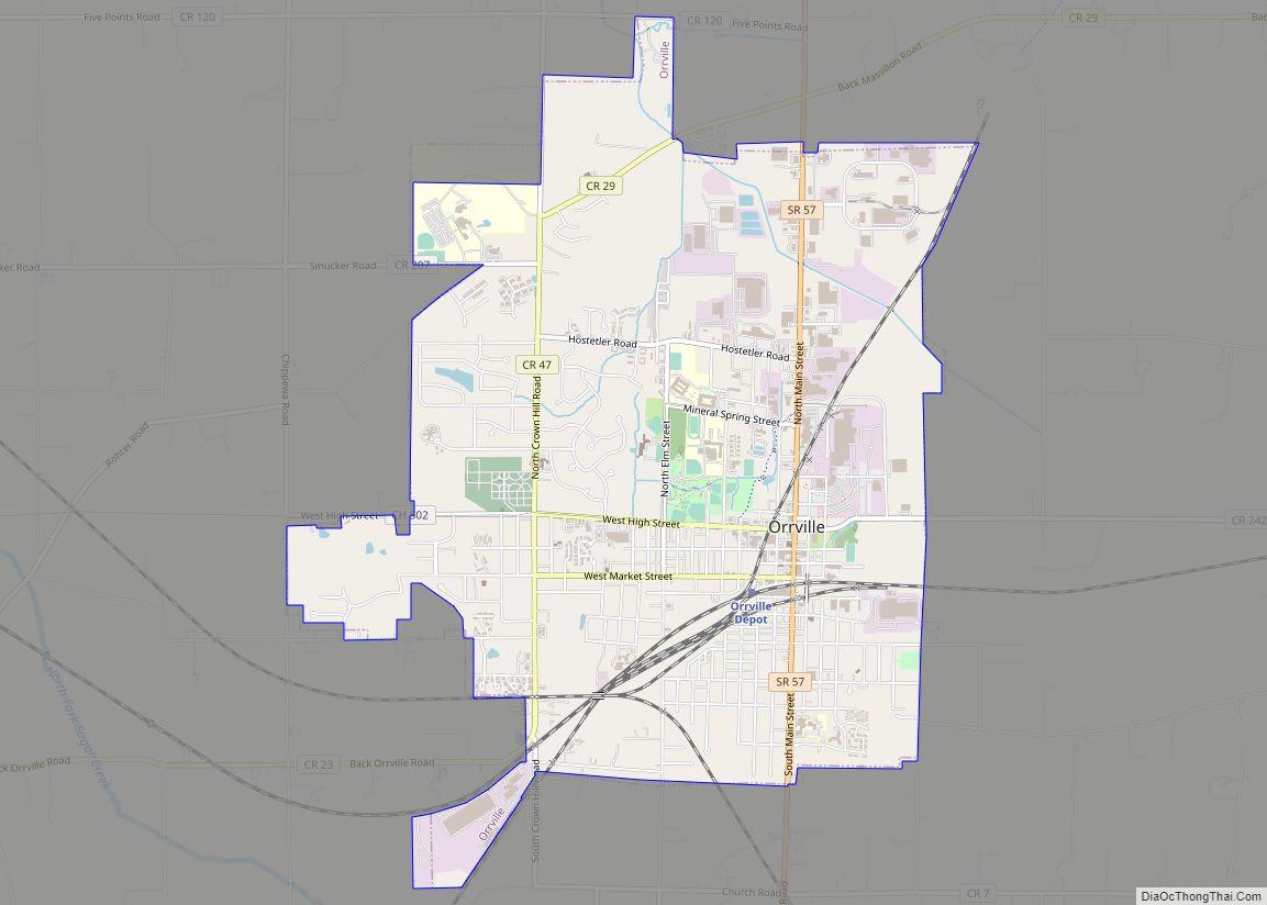 Map of Orrville city, Ohio