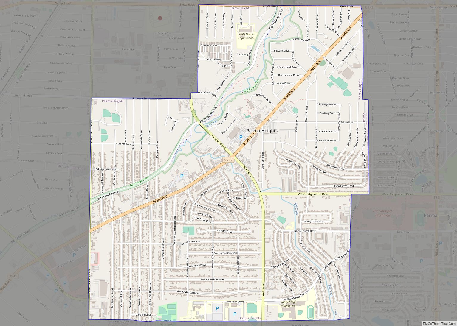 Map of Parma Heights city